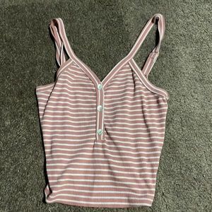 A pink and white striped crop top from heart n hips, size small